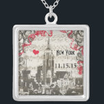 Wedding Vintage New York City Anniversary Necklace<br><div class="desc">Swirls Wedding Invitations -matching Programs, Menus, Seating Charts, Insert Cards and more Black Damask Borders Wedding Invitations, RSVP Response Cards and Menu - You Choose Paper Black Damask Borders Wedding Menu Black Damask Swirl Wedding Invitations -Save the Date - Response Cards - Insert Cards - Seating Charts - Wedding Menus...</div>