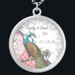 Wedding Vintage Peacock Anniversary Necklace<br><div class="desc">Wedding Keepsake Wedding Party Necklaces - to change background colour - click customize - click edit - choose last tool in drop down menu and choose from one of the colours shown or enter your rgb hex code for your custom wedding colour- to change font colour select the text you...</div>