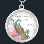 Wedding Vintage Peacock Anniversary Necklace<br><div class="desc">Wedding Keepsake Wedding Party Necklaces - to change background colour - click customize - click edit - choose last tool in drop down menu and choose from one of the colours shown or enter your rgb hex code for your custom wedding colour- to change font colour select the text you...</div>