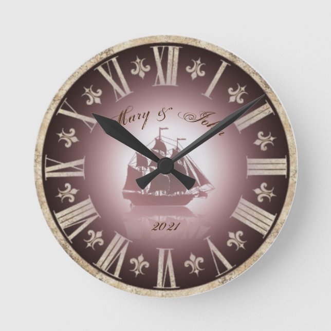Wedding Vintage Round Clock (Front)