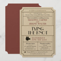 Wedding Vintage Ticket Invite / Cinema Film Theme