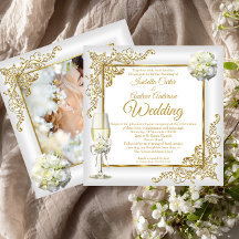 Wedding Vintage White Champagne Gold Pearl Photo