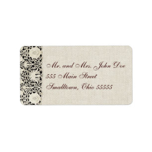 Wedding Vintage White Lace and Linen Label