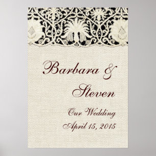 Wedding Vintage White Lace and Linen Poster