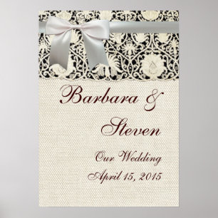 Wedding Vintage White Lace and Linen Poster