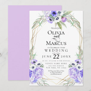 Wedding Violet Anemone Flowers Invitation