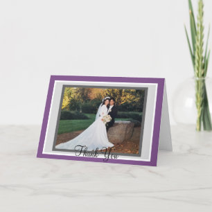 Wedding Violet Grey Photo Thank You Cards