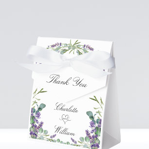 Wedding violet lavender eucalyptus thank you favor box