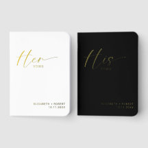 Wedding Vow Books His Hers Script Elegant Minimal