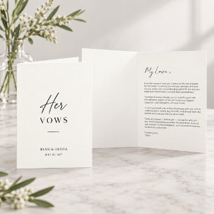 Wedding Vow Card for Her Personalized