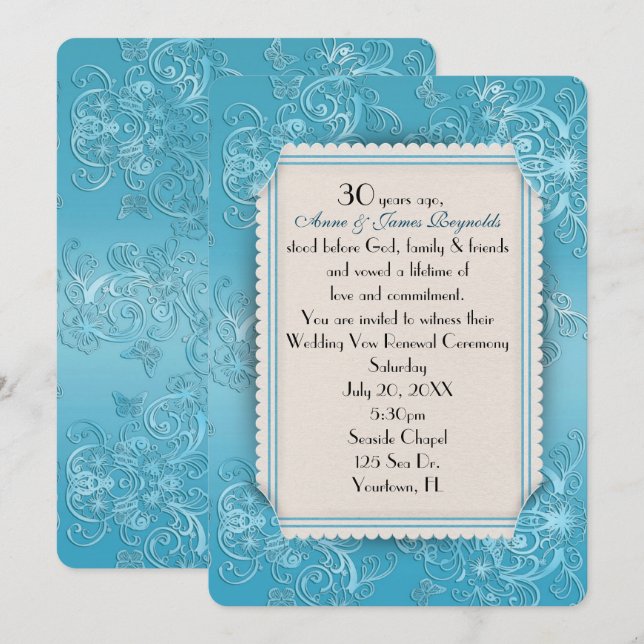 Wedding Vow Renewal 30th Anniversary Invitation (Front/Back)