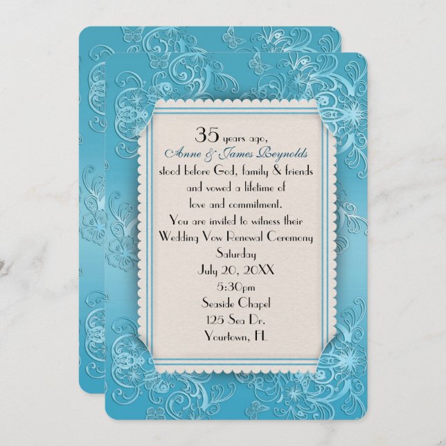 Wedding Vow Renewal 35th Anniversary Invitation (Front/Back)