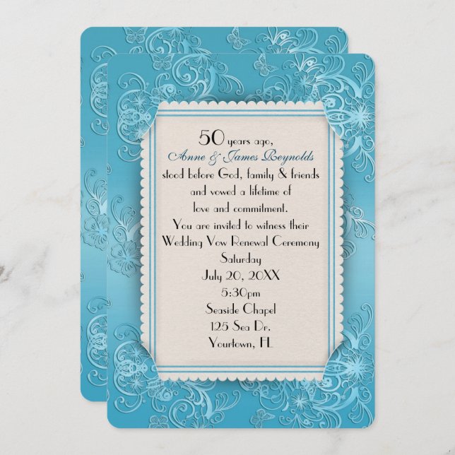 Wedding Vow Renewal 50th Anniversary  Invitation (Front/Back)