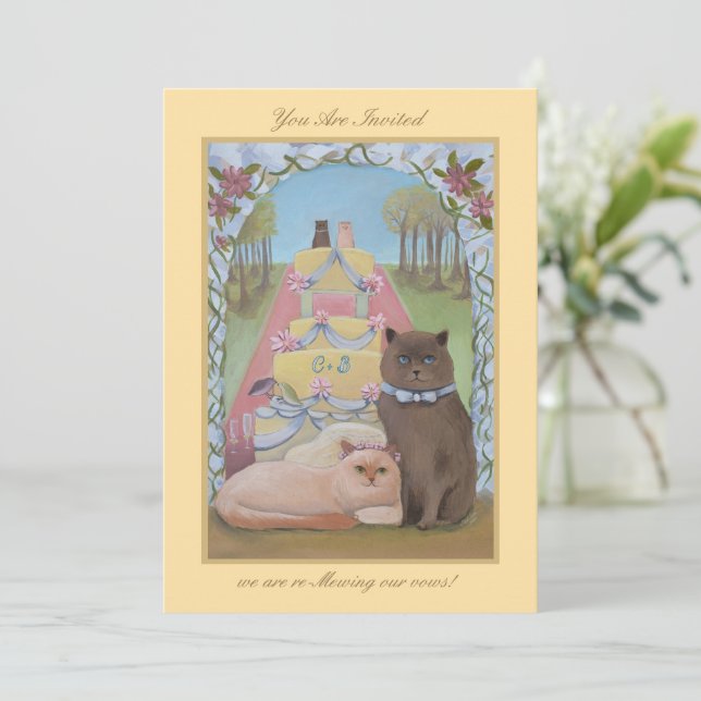  Wedding Vow Renewal Ceremony Cats Invitation (Standing Front)