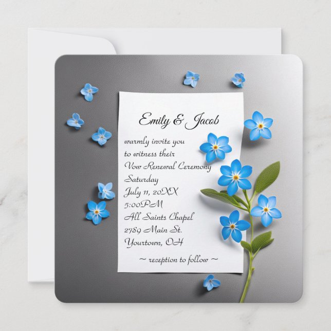 Wedding Vow Renewal Forget-Me-Nots Invitation (Front)