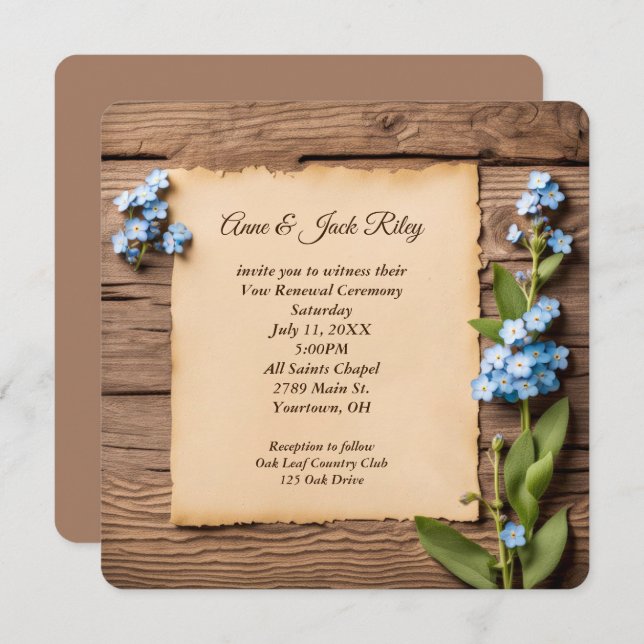 Wedding Vow Renewal Forget-Me-Nots Invitation (Front/Back)