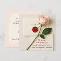 Wedding Vow Renewal Pink Rose With Red Wax Seal