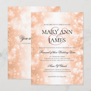 Wedding Vow Renewal Rose Gold Shimmer Lights Invitation