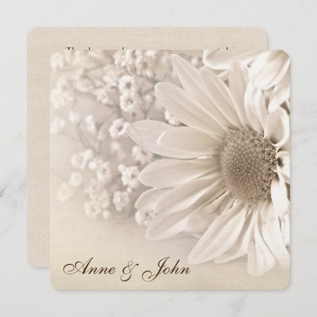 Wedding Vow Renewal Sepia Daisy Invitation (Front/Back)