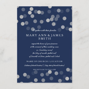 Wedding Vow Renewal Sliver Glitter Navy Blue Invitation