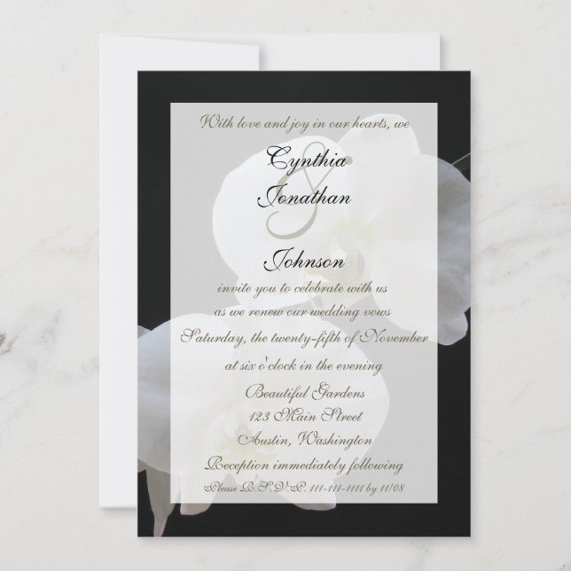 Wedding Vow Renewal White Orchids Invitation (Front)