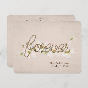 wedding vow renewal-word forever with flowers invitation