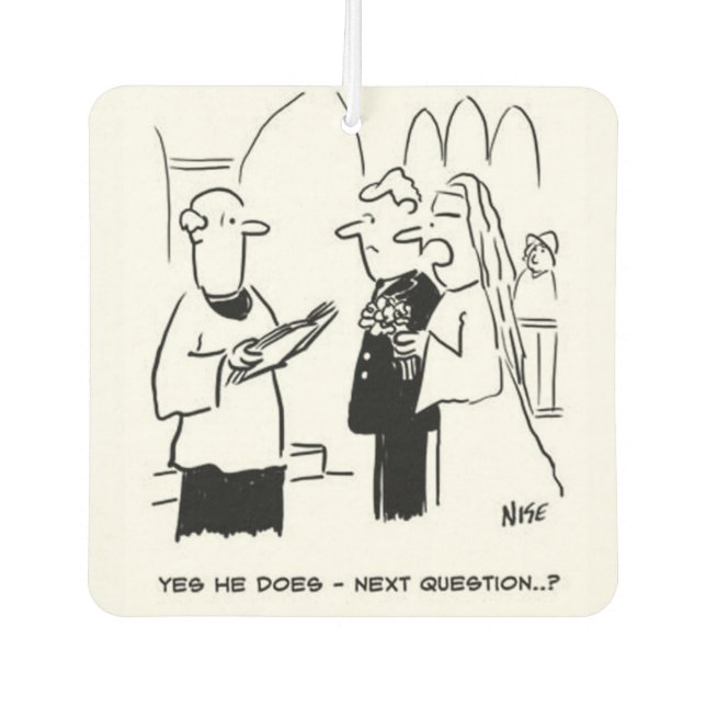 Wedding Vows Cartoon Car Air Freshener (Front)