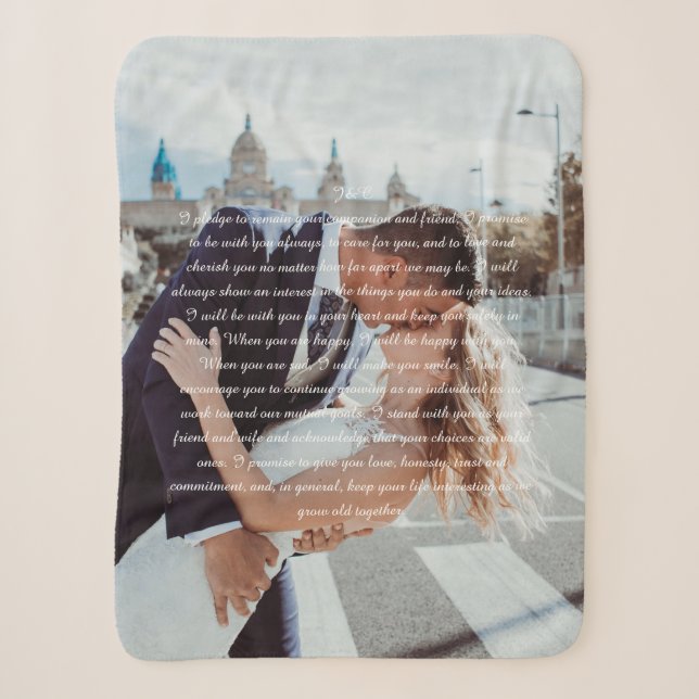 Wedding Vows Couple Photo Sherpa Blanket (Front)