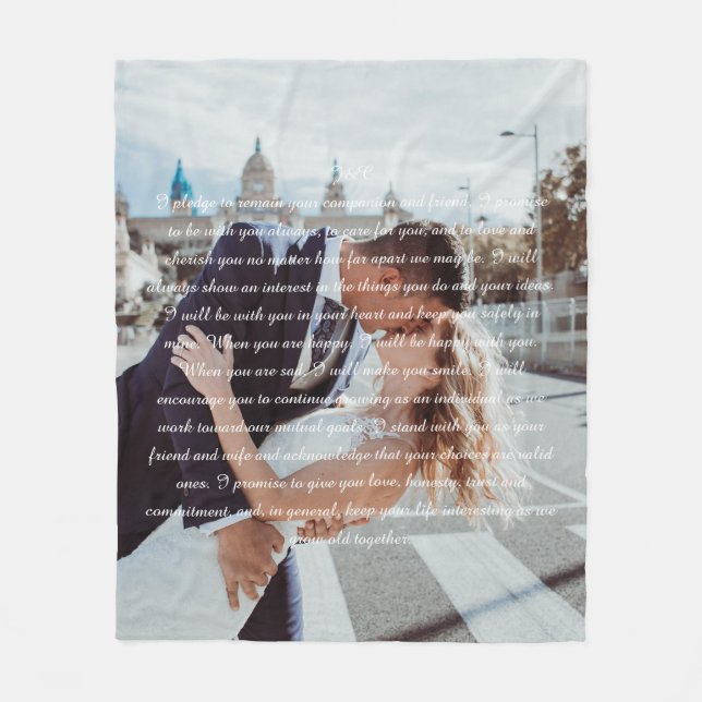 Wedding Vows Faux Wrapped Canvas Print Fleece Blanket (Front)