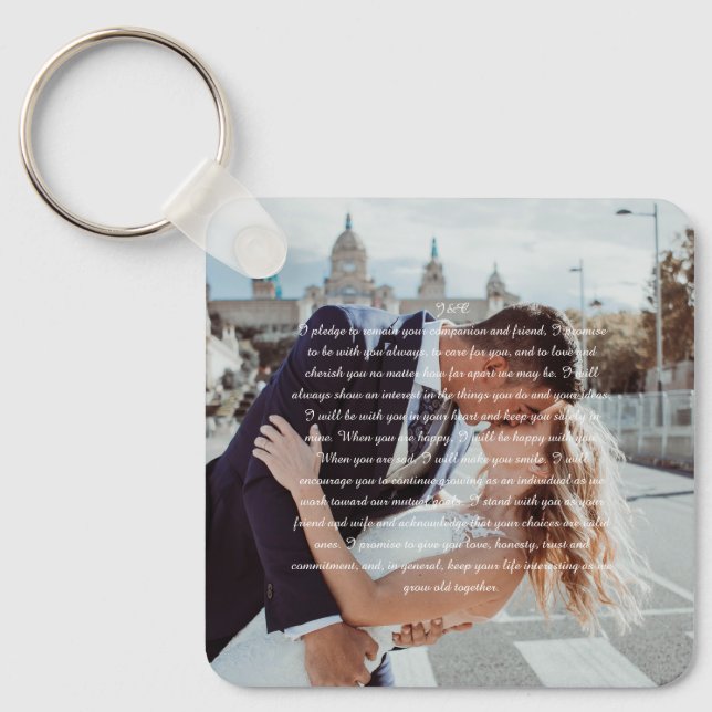 Wedding Vows Faux Wrapped Canvas Print Keychain (Front)
