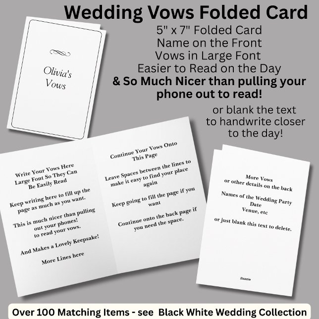 Wedding Vows Folded Card Black White (Creator Uploaded)