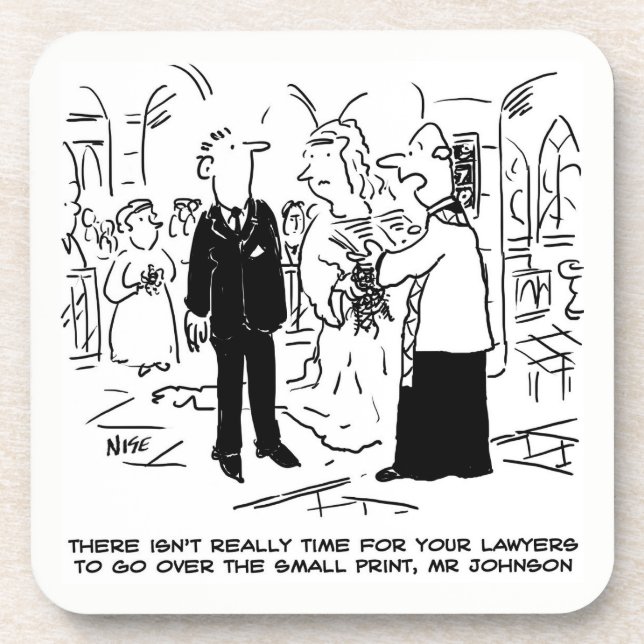 Wedding Vows Joke Vicar and Bridegroom on a Coaster (Front)