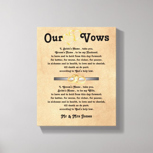 Wedding Vows on Canvas Print (Front)