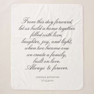 Wedding Vows Personalized Calligraphy Sherpa Blanket