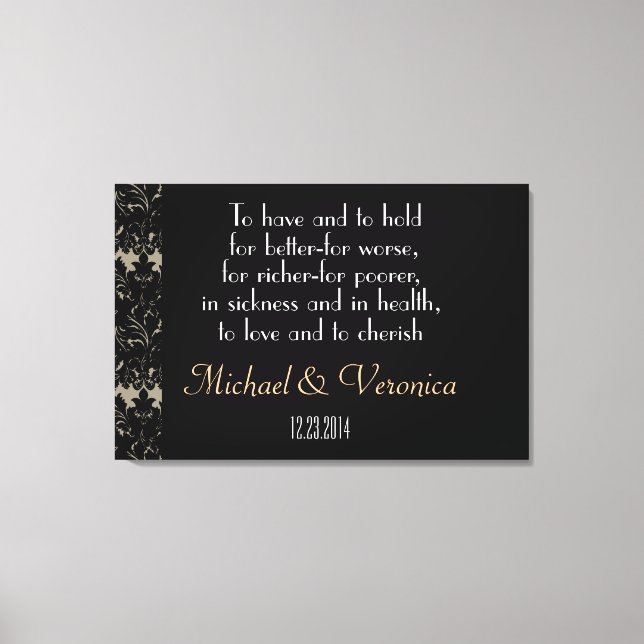 Wedding Vows with Names Canvas Print (Front)