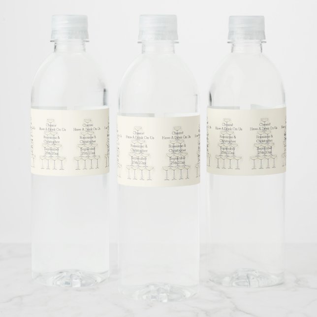 Wedding Water Bottle Label Champagne Glasses (Bottles)
