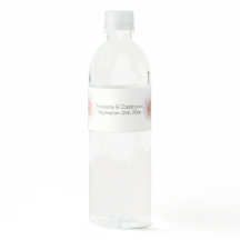 Wedding Water Bottle Label Peach Pink Rosebud