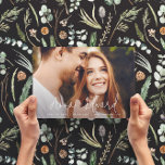 Wedding watercolor botanical black modern photo Save The Date<br><div class="desc">Wedding watercolor botanical floral stylish trendy modern minimal photo wedding save the date invitation card.</div>