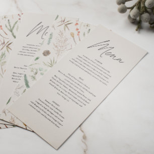 Wedding watercolor botanical floral cream natural Menu