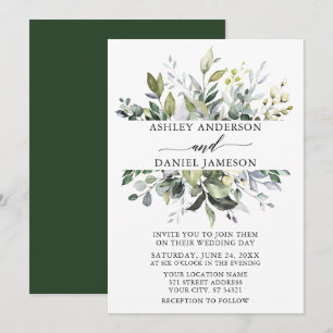 Wedding Watercolor Botanical Greenery Elegant Invitation