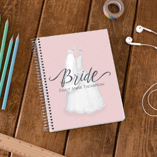 Wedding Watercolor Bridal Dress Pink Notebook