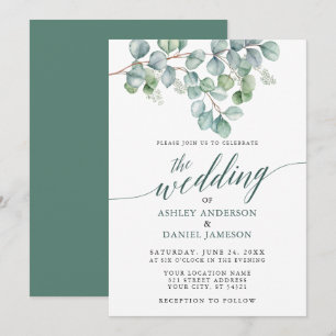 Wedding Watercolor Eucalyptus Greenery Calligraphy Invitation