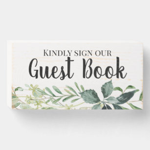 Wedding Watercolor Guest Book Greenery Foliage Wooden Box Sign