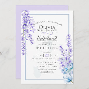 Wedding Watercolor Lavender - Dusty Blue Florals Invitation