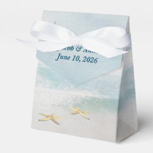 wedding watercolor ocean surf with starfish favor box