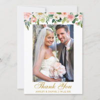 Wedding Watercolor Pink Blush Photo Gold
