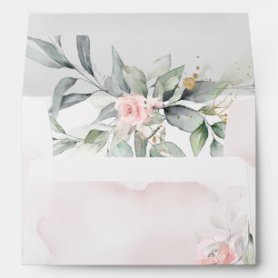 Wedding Watercolor Pink Boho Rustic Floral Envelope