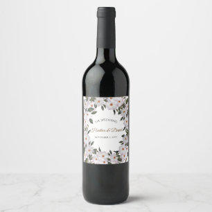 Wedding Watercolor Roses Ballerina Floral Art Wine Label