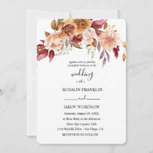 wedding watercolor rustic floral  invitation