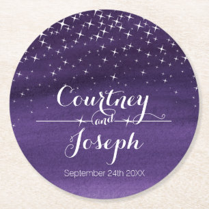 Wedding watercolor starry night paper coasters